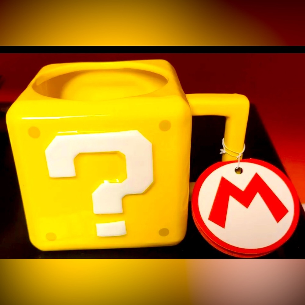 Super Mario Brothers Question Mark Block Ceramic Coffee Mug Paladone NEW!